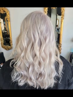 View Hair Color, Hair Length, Long, Blonde, Color Correction, Full Color, Curly, Hairstyles, Beachy Waves, Curly, Women's Hair, Haircuts, Layered - Elissa Sanderson (Ellie), San Diego, CA