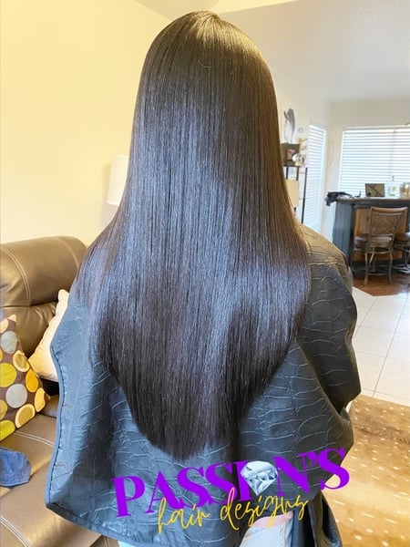 Image of  Women's Hair, Blowout, Long, Hair Length, Natural, Hairstyles, Straight, Silk Press, Permanent Hair Straightening