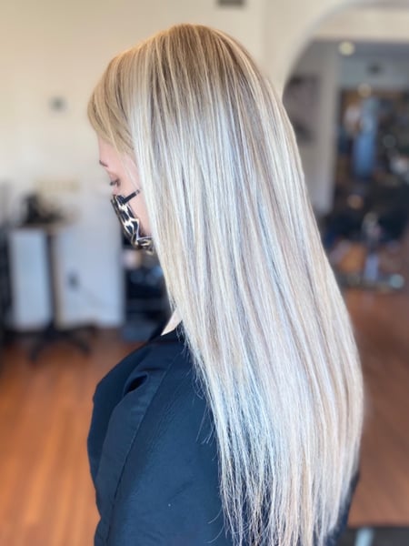 Image of  Women's Hair, Balayage, Hair Color, Blonde, Foilayage, Highlights, Long, Hair Length, Hair Extensions, Hairstyles, Straight
