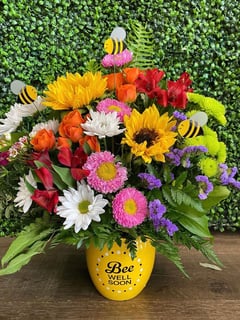View Color, Tiger Lily, Sunflower, Rose, Carnation, Flower Type, Pink, Green, Purple, Red, Orange, Yellow, White, Florist, Arrangement Type, Centerpiece, Occasion, Get Well, Size & Display, Large, Fan-Shaped - Rosalena Inzunza, Gilbert, AZ