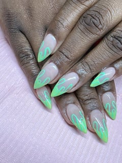 View Nails, Green, Almond, Nail Color, Nail Length, Manicure, Medium, Nail Shape, Nail Service Type - Sandra Ramon, Haverstraw, NY