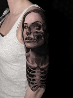 View Tattoo Bodypart, Tattoos, Tattoo Style, 3D, Black & Grey, Portrait, Realism, Shoulder - Etgar Oak, Massapequa, NY