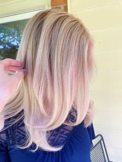 View Layered, Haircuts, Women's Hair, Blowout, Beachy Waves, Hairstyles, Straight, Highlights, Hair Color, Foilayage, Long, Hair Length - Spencer Sherrard, Frederick, MD
