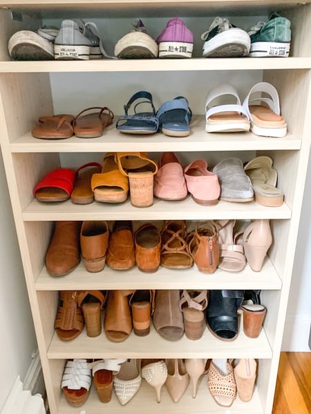 Image of  Professional Organizer, Home Organization, Bedroom, Storage, Master Closet, Closet Organization, Shoe Shelves