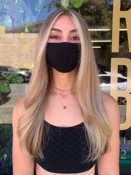 Image of  Women's Hair, Balayage, Hair Color, Blonde, Brunette, Color Correction, Foilayage, Full Color, Highlights, Ombré, Hair Length, Medium Length, Long, Layered, Haircuts