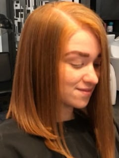View Women's Hair, Red, Hair Color, Shoulder Length, Hair Length, Blunt, Haircuts - Deanna , Detroit, MI