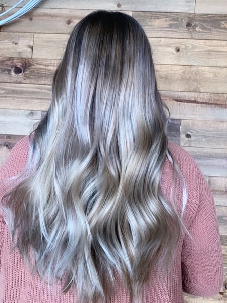 Image of  Women's Hair, Balayage, Hair Color, Blonde, Color Correction, Foilayage, Full Color, Highlights, Ombré, Hair Length, Medium Length, Long, Haircuts, Layered, Beachy Waves, Hairstyles, Curly