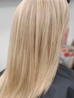 View Women's Hair, Blonde, Hair Color, Medium Length, Hair Length, Blunt, Haircuts, Straight, Hairstyles, Permanent Hair Straightening - Sheri Lillich, Columbia, MO