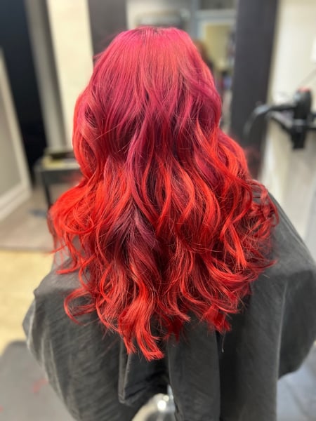Image of  Red, Fashion Color, Balayage, Women's Hair, Hair Color, Highlights, Color Correction, Foilayage