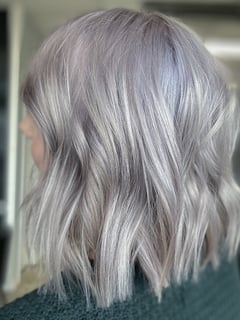 View Color Correction, Hair Length, Hair Color, Women's Hair, Blonde, Silver, Shoulder Length, Short Chin Length - Brittany Shadle, New Caney, TX