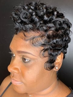View Women's Hair, Black, Hair Color, Pixie, Short Ear Length, Curly, Haircuts - Shaakira Arnold, Jonesboro, GA