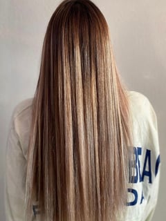 View Women's Hair, Beachy Waves, Hairstyles, Straight, Hair Color, Foilayage, Highlights, Ombré, Blonde, Balayage - Lindsey, Westminster, CO