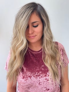 View Women's Hair, Beachy Waves, Hairstyles, Long, Hair Length, Highlights, Foilayage, Blonde, Brunette, Hair Color, Blowout - Robert Charles, Sacramento, CA