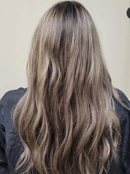 Image of  Layered, Haircuts, Women's Hair, Blowout, Beachy Waves, Hairstyles, Highlights, Hair Color, Full Color, Color Correction, Ombré, Balayage, Brunette, Foilayage, Long, Hair Length
