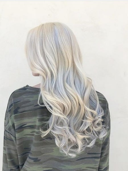 Image of  Women's Hair, Hair Color, Full Color, Silver, Long, Hair Length, Layered, Haircuts, Beachy Waves, Hairstyles