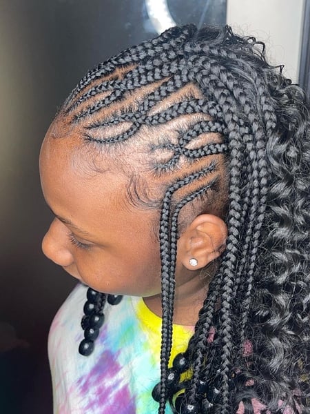 Image of  Kid's Hair, Girls, Haircut, Braiding (African American), Hairstyle, Women's Hair, Hair Texture, Hair Extensions, Hairstyles, Natural, Protective, Wigs, Boho Chic Braid