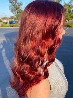 View Women's Hair, Hair Color, Color Correction, Red, Hair Length, Long, Haircuts, Layered, Hairstyles, Beachy Waves - Linda Zarick, Santee, CA