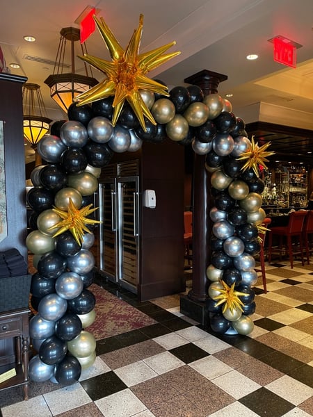 Image of  Balloon Decor, Arrangement Type, Balloon Arch, Event Type, Birthday, Baby Shower, Wedding, Graduation, Holiday, Valentine's Day, Corporate Event, Colors, Gold, Black, Glitter, School Pride