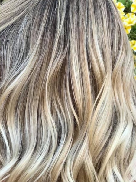 Image of  Beachy Waves, Hairstyles, Women's Hair, Blonde, Hair Color, Foilayage, Highlights, Balayage
