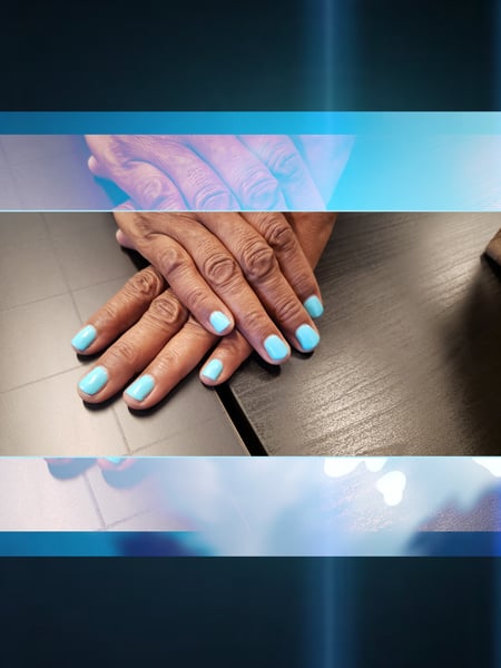 Image of  Nails, Gel, Blue, Squoval, Nail Color, Nail Length, Manicure, Nail Finish, Short, Nail Shape, Nail Service Type