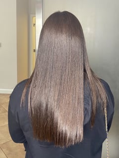 View Women's Hair, Blowout, Brunette, Hair Color, Long, Hair Length, Permanent Hair Straightening - Nicole Centeno, 