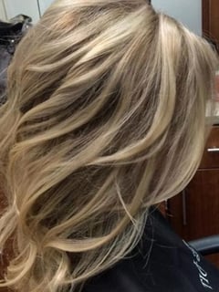 View Hairstyle, Beachy Waves, Hair Length, Long Hair (Upper Back Length), Hair Color, Blonde, Women's Hair - Justinn , Brentwood, TN