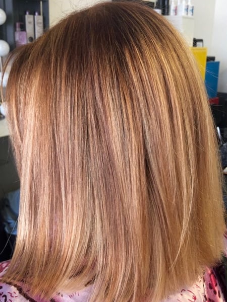 Image of  Bob, Haircuts, Women's Hair, Coily, Layered, Blunt, Curly, Bangs, Blowout, Beachy Waves, Hairstyles, Curly, Straight, Hair Extensions, Silver, Hair Color, Red, Brunette, Foilayage, Highlights, Full Color, Color Correction, Fashion Color, Ombré, Blonde, Balayage, Long, Hair Length, Short Ear Length, Short Chin Length, Shoulder Length, Medium Length