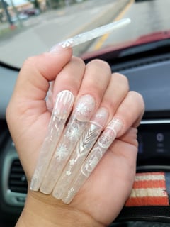 View Nails, Manicure, Nail Finish, Gel, XXL, Nail Length, Clear, Nail Color, Nail Style, Mix-and-Match, Nail Art, Stickers, Coffin, Nail Shape - Jackie Coffee, Lakeland, FL