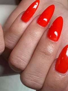 View Nails, Manicure, Nail Color, Red, Acrylic, Nail Finish, Almond, Nail Shape - Trice , Desoto, TX