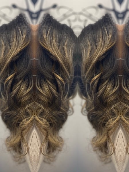 Image of  Women's Hair, Balayage, Hair Color, Curly, Hairstyles