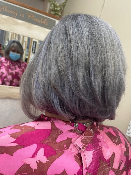 Image of  Silver, Hair Color, Women's Hair, Color Correction, Hair Length