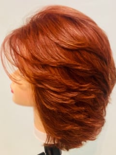 View Women's Hair, Blowout, Hair Color, Red, Shoulder Length, Hair Length, Layered, Haircuts - Meisha Knight , Merrillville, IN