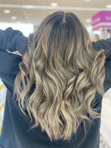 Image of  Blowout, Women's Hair, Beachy Waves, Hairstyles, Balayage, Hair Color, Blonde, Color Correction