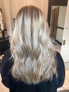 View Women's Hair, Hair Color, Blonde, Balayage, Highlights, Hair Length, Long, Blowout, Layered, Haircuts, Blunt, Hairstyles, Beachy Waves, Curly - Madison Gay, Danville, KY
