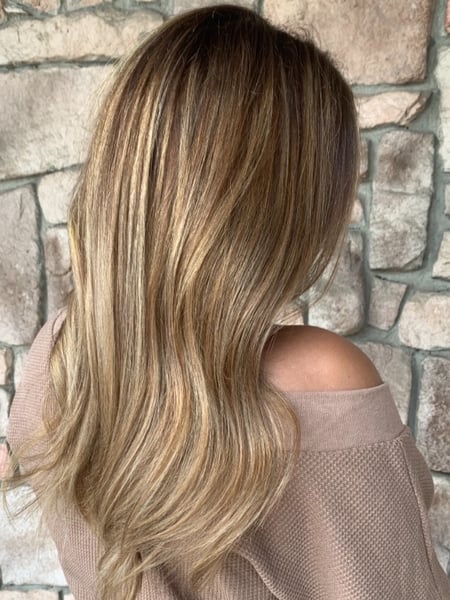 Image of  Women's Hair, Blowout, Hair Color, Balayage, Blonde, Brunette, Foilayage, Highlights, Ombré, Hair Length, Long, Layered, Haircuts, Beachy Waves, Hairstyles, Curly