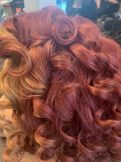 View Coily, Haircuts, Women's Hair, Layered, Curly, Blowout, Boho Chic Braid, Hairstyles, Natural, Curly, Hair Color, Red, Fashion Color - Velvet Fontenette, Las Vegas, NV