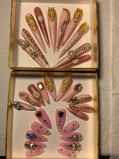 View Gel, Stiletto, Almond, Nail Shape, 3D, Stickers, Nail Jewels, Mix-and-Match, Nail Style, Pink, Gold, Glitter, Nail Color, XXL, Long, Short, Nail Length, Nail Finish, Nails - Simone Bell, Tallahassee, FL
