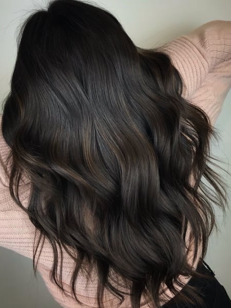 Image of  Women's Hair, Balayage, Hair Color, Brunette, Foilayage, Highlights, Hair Length, Beachy Waves, Hairstyles, Medium Length