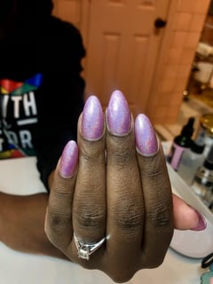 View Purple, Nail Shape, Round, Nail Finish, Gel, Manicure, Nail Color, Glitter, Nails, Nail Length, Medium - Germayne Ilboudo, Jersey City, NJ