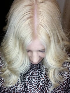View Hair Color, Curls, Hairstyle, Women's Hair, Color Correction, Blonde, Hair Length, Long Hair (Mid Back Length), Long Hair (Upper Back Length), Hair Restoration - Amy Santana, Las Vegas, NV