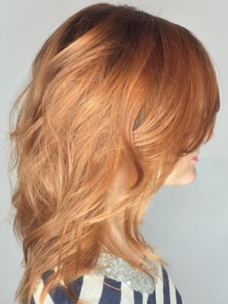 Image of  Women's Hair, Full Color, Hair Color, Red, Shoulder Length Hair, Hair Length