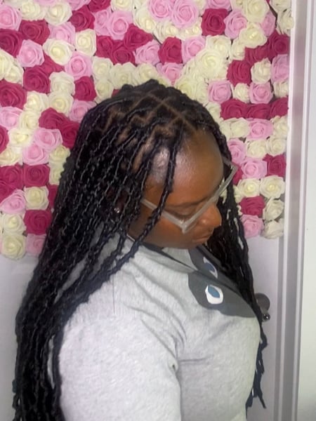 Image of  Hairstyles, Women's Hair, Locs, Protective, Braids (African American)