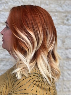 View Women's Hair, Hairstyle, Beachy Waves, Haircut, Layers, Hair Length, Shoulder Length Hair, Ombré, Fashion Hair Color, Blonde, Balayage, Hair Color, Blowout - Ashley Barnhart, Sterling Heights, MI