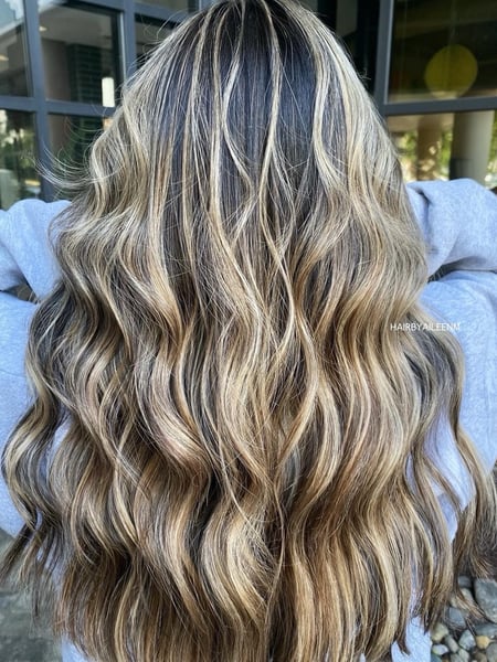 Image of  Women's Hair, Hair Color, Balayage, Blonde, Brunette, Foilayage, Highlights, Hair Length, Medium Length, Long, Layered, Haircuts, Beachy Waves, Hairstyles, Curly