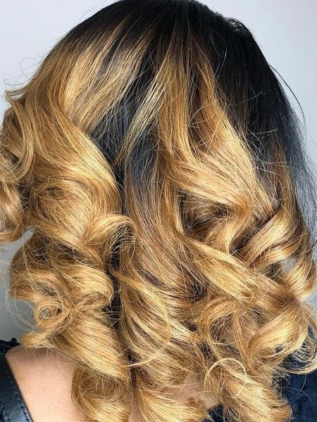 Image of  Women's Hair, Blonde, Hair Color, Ombré, Natural, Hairstyles, Curly, Silk Press, Permanent Hair Straightening