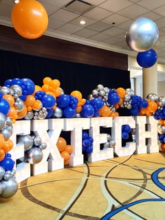 View Balloon Decor, Arrangement Type, Balloon Wall, Balloon Composition, Balloon Garland, Event Type, Corporate Event, Colors, Blue, Accents, Lighted Signs, Orange - Jersey Girl Balloons, Wayne, NJ