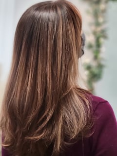 View Balayage, Smoothing , Hairstyle, Straight, Hair Length, Long Hair (Upper Back Length), Hair Color, Women's Hair - Stefanie Smith, Syracuse, NY