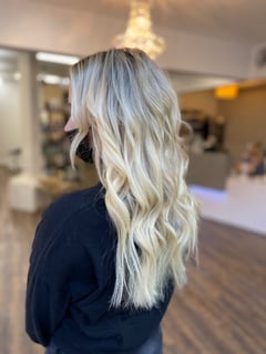 View Beachy Waves, Hairstyles, Women's Hair, Curly, Highlights, Hair Color, Blonde, Long, Hair Length, Hair Extensions - Sydney Baker, Chicago, IL