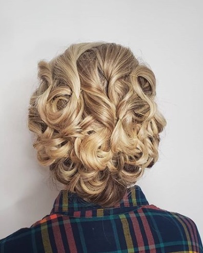 Image of  Women's Hair, Blonde, Hair Color, Medium Length, Hair Length, Bridal, Hairstyles, Updo
