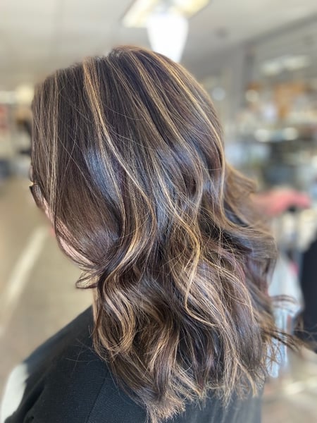 Image of  Layered, Haircuts, Women's Hair, Beachy Waves, Hairstyles, Brunette, Hair Color, Highlights, Balayage